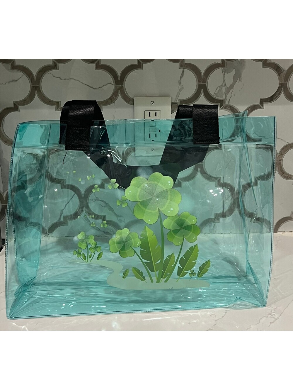 Large Green Clear Tote Bags Iridescent PVC Bag